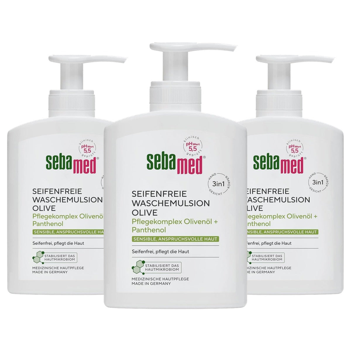 Sebamed Zeepvrije Wasemulsie Olijf 3 x 200 ml - Voordeelverpakking