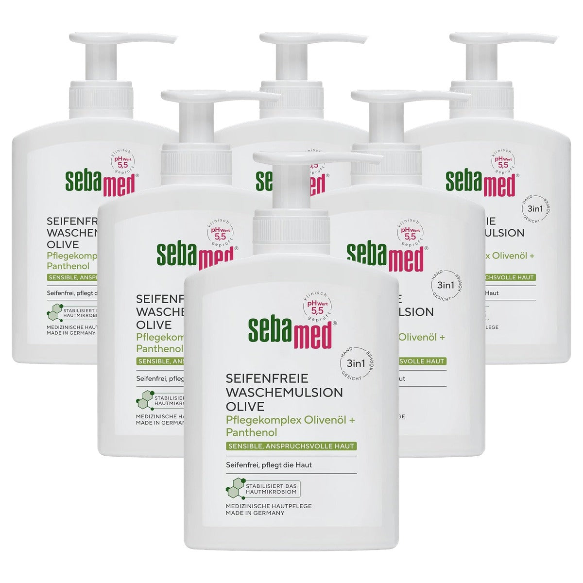 Sebamed Zeepvrije Wasemulsie Olijf 6 x 200 ml - Voordeelverpakking