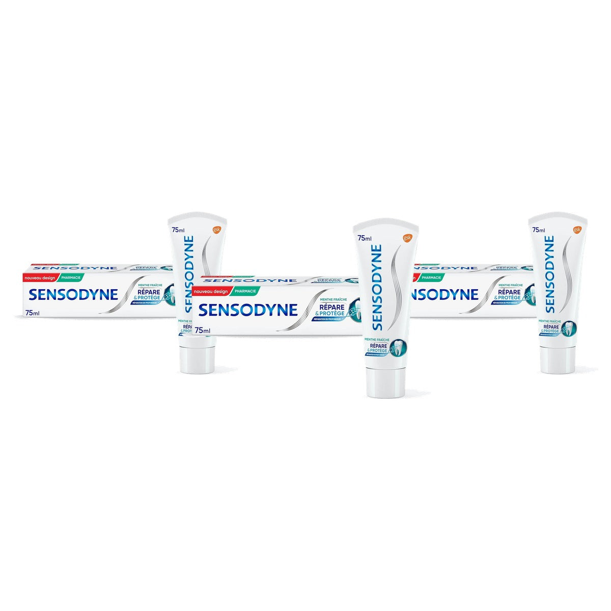 Sensodyne Tandpasta Repareert & Beschermt Verse Munt 3 x 75 ml - Voordeelverpakking