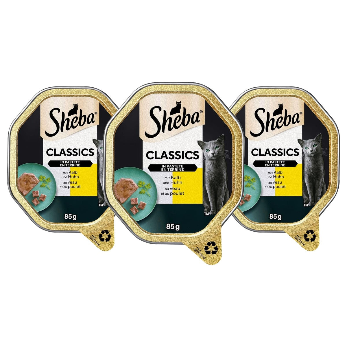 Sheba Classics natvoer kattenvoer paté kalf en kip 22 x 85 g - 3-pack