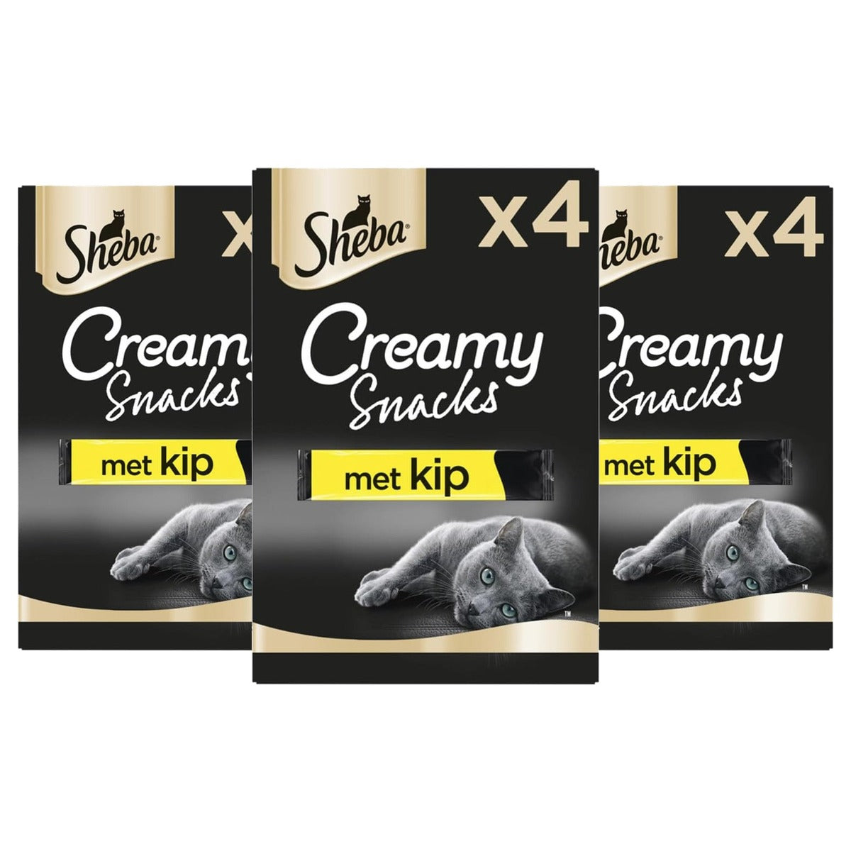 Sheba Creamy Snacks kattensnack Kip 4 x 12 g - 3-pack