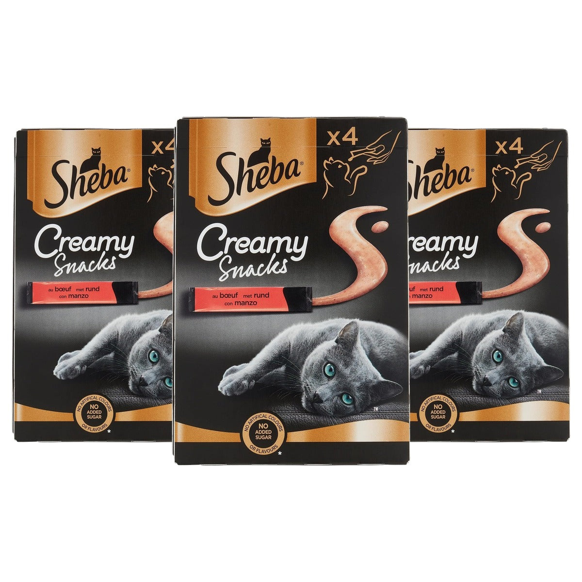 Sheba Creamy Snacks kattensnack rundvlees 4 x 12 g - 3-pack