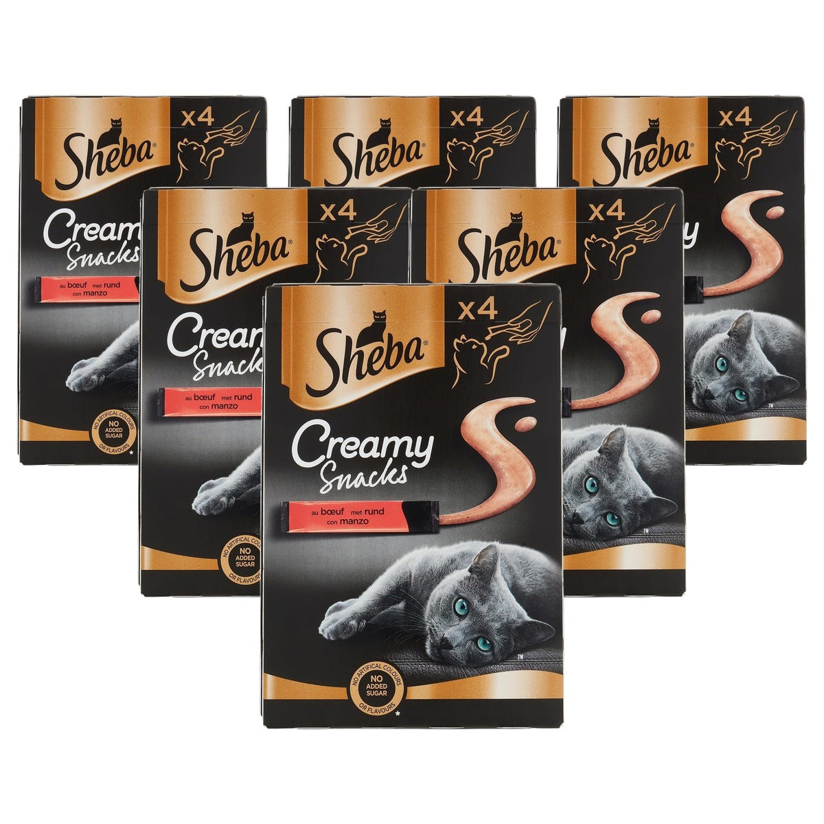 Sheba Creamy Snacks kattensnack rundvlees 4 x 12 g - 6-pack