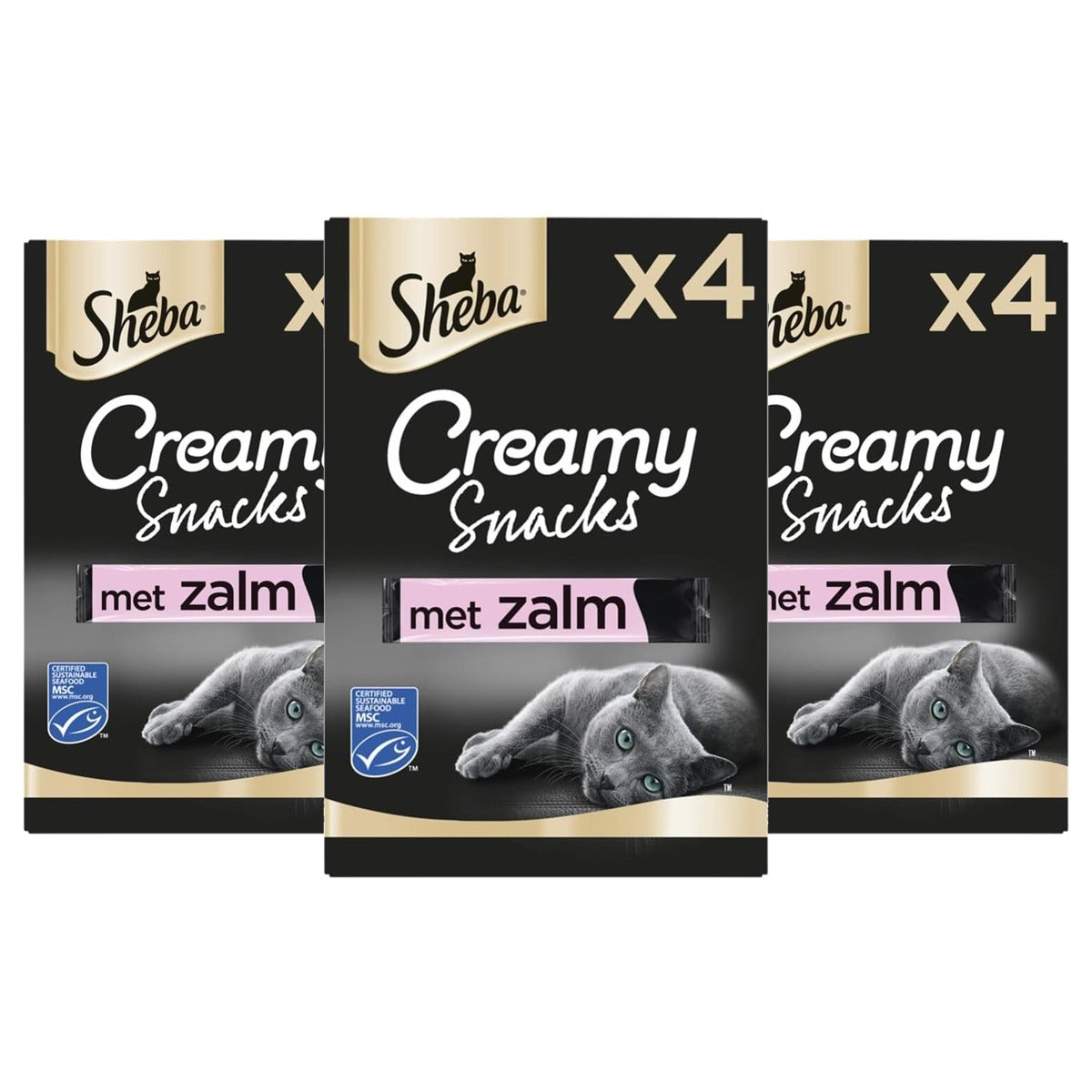 Sheba Creamy Snacks kattensnack zalm 11 x 4x12 g - 3-pack