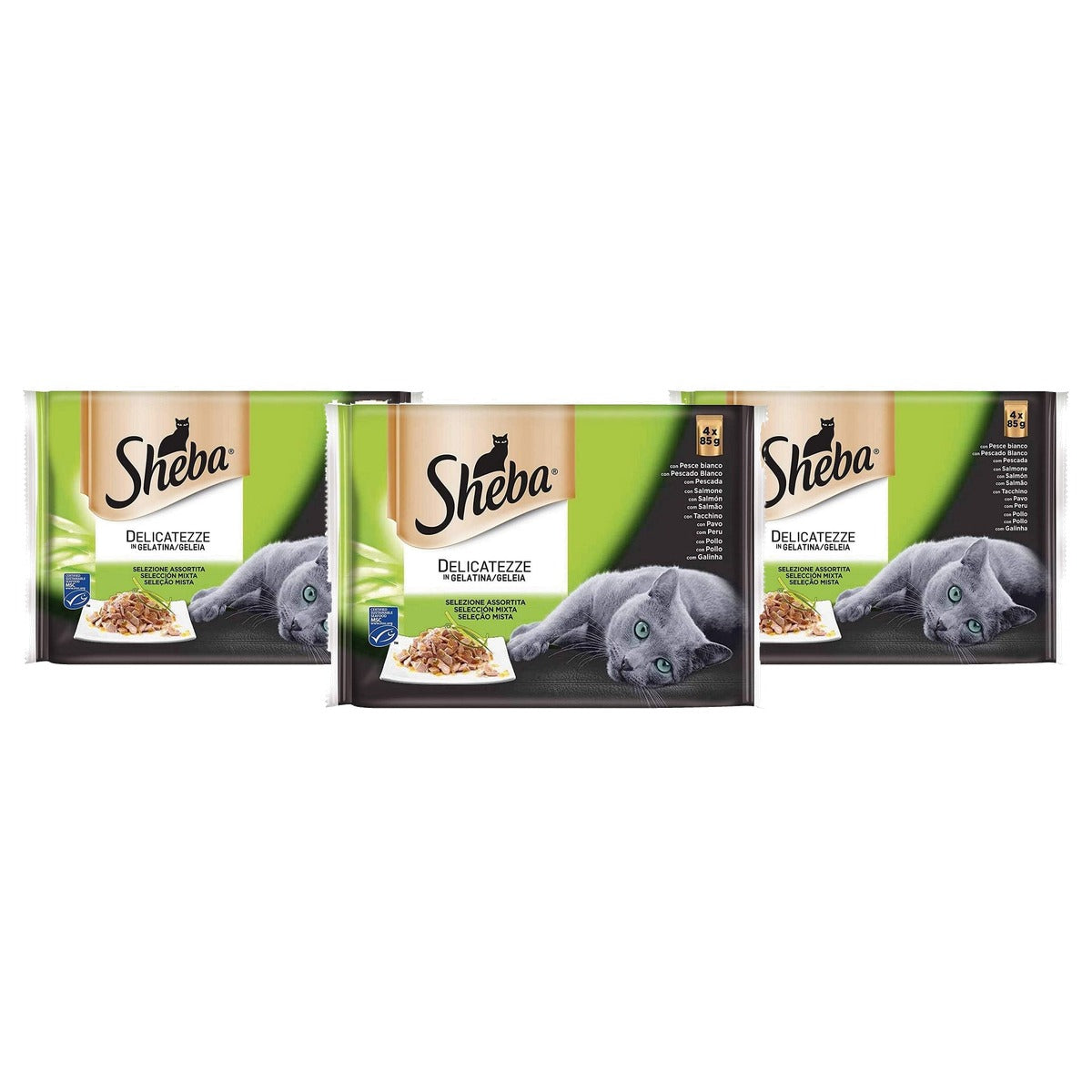 Sheba Delicatezze natvoer kattenvoer vismix 13 x 4 x 85 g - 3-pack