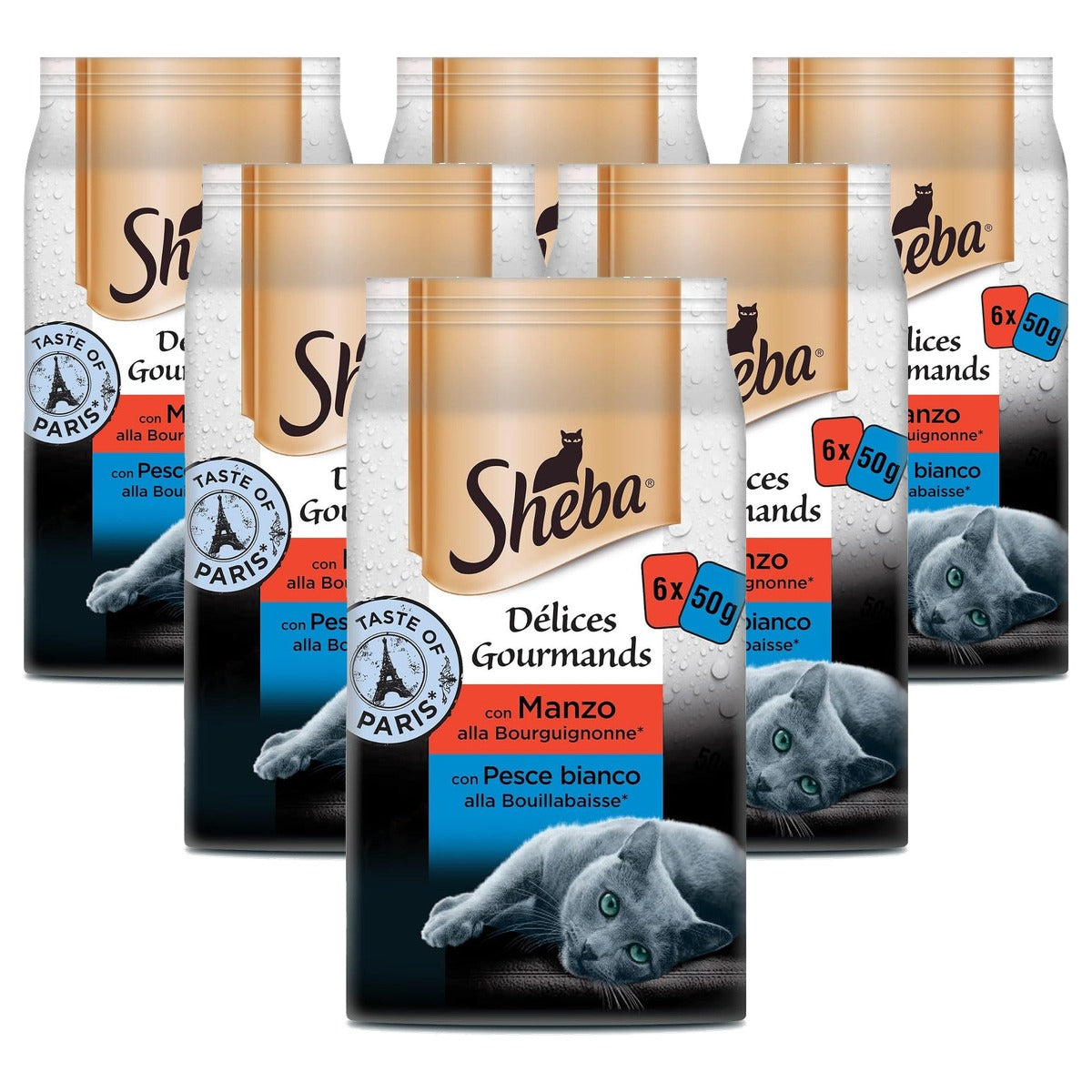 Sheba Délices Gourmands natvoer kattenvoer Taste of Paris 12 x 50 g - 6-pack