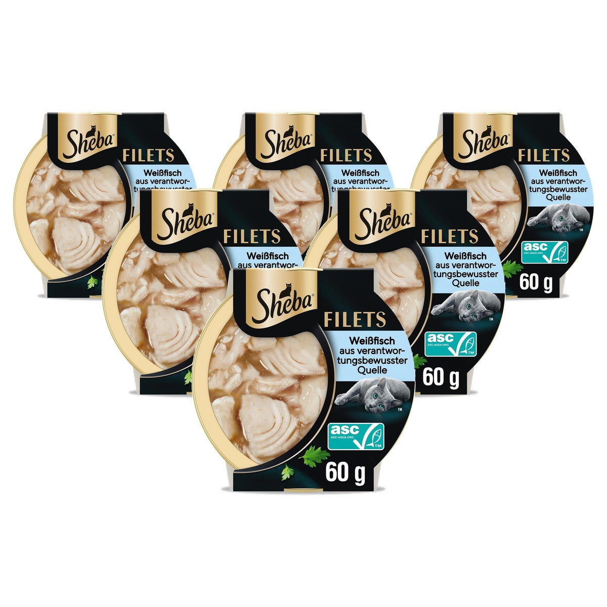 Sheba Filets natvoer kattenvoer witte vis 16 x 60 g - 6-pack