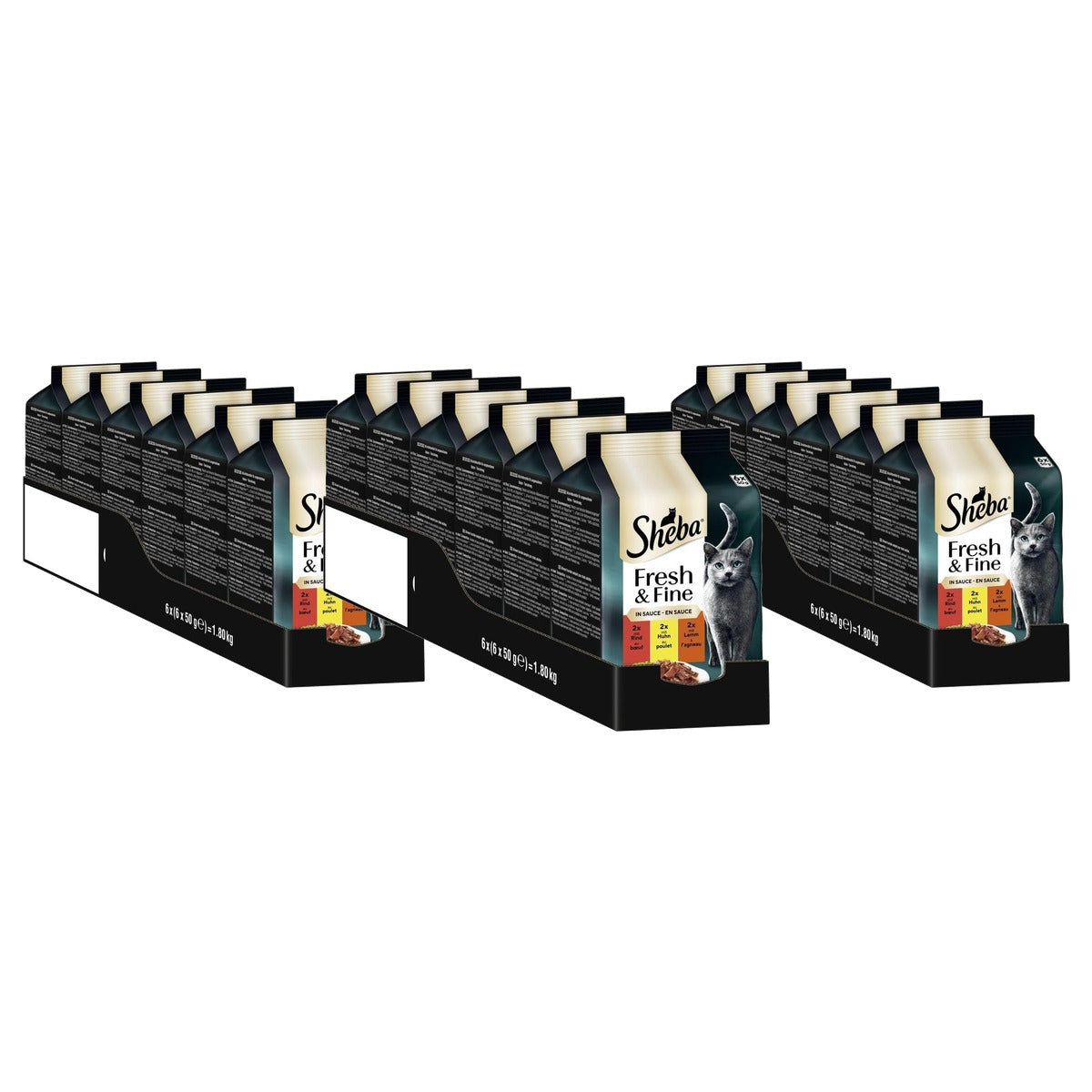 Sheba Fresh & Fine natvoer kattenvoer rundvlees en kip 6 x 6 x 50 g - 3-pack