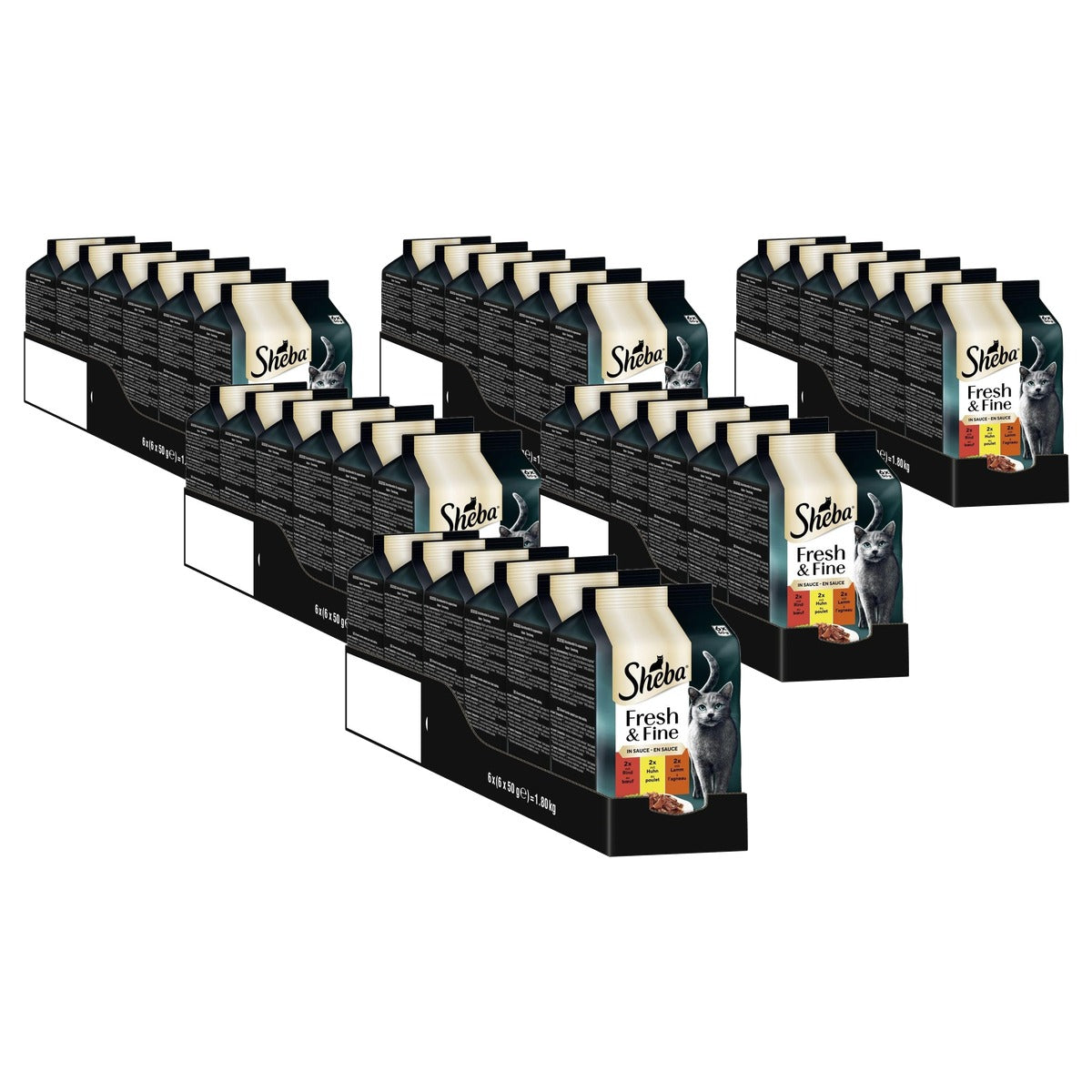 Sheba Fresh & Fine natvoer kattenvoer rundvlees en kip 6 x 6 x 50 g - 6-pack