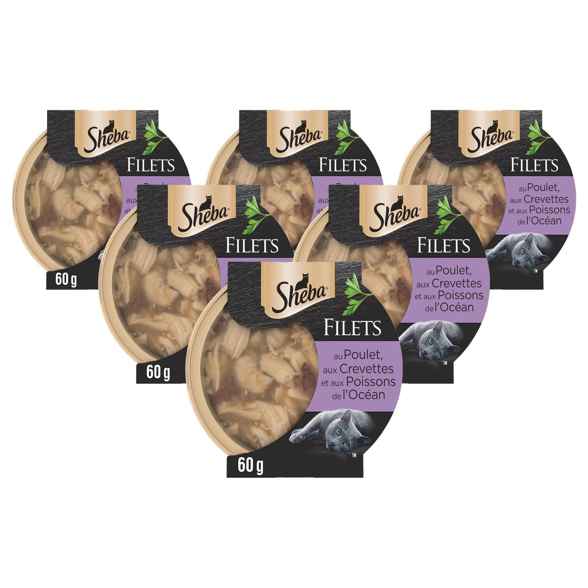 Sheba Les Domes natvoer kattenvoer kip, garnalen en zeevis 32 x 60 g - 6-pack