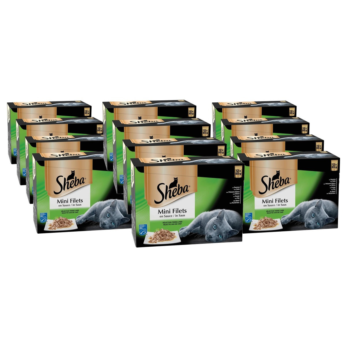 Sheba Mini Kattennet natvoer kattenvoer aarde en zee 48 x 85 g - 3-pack