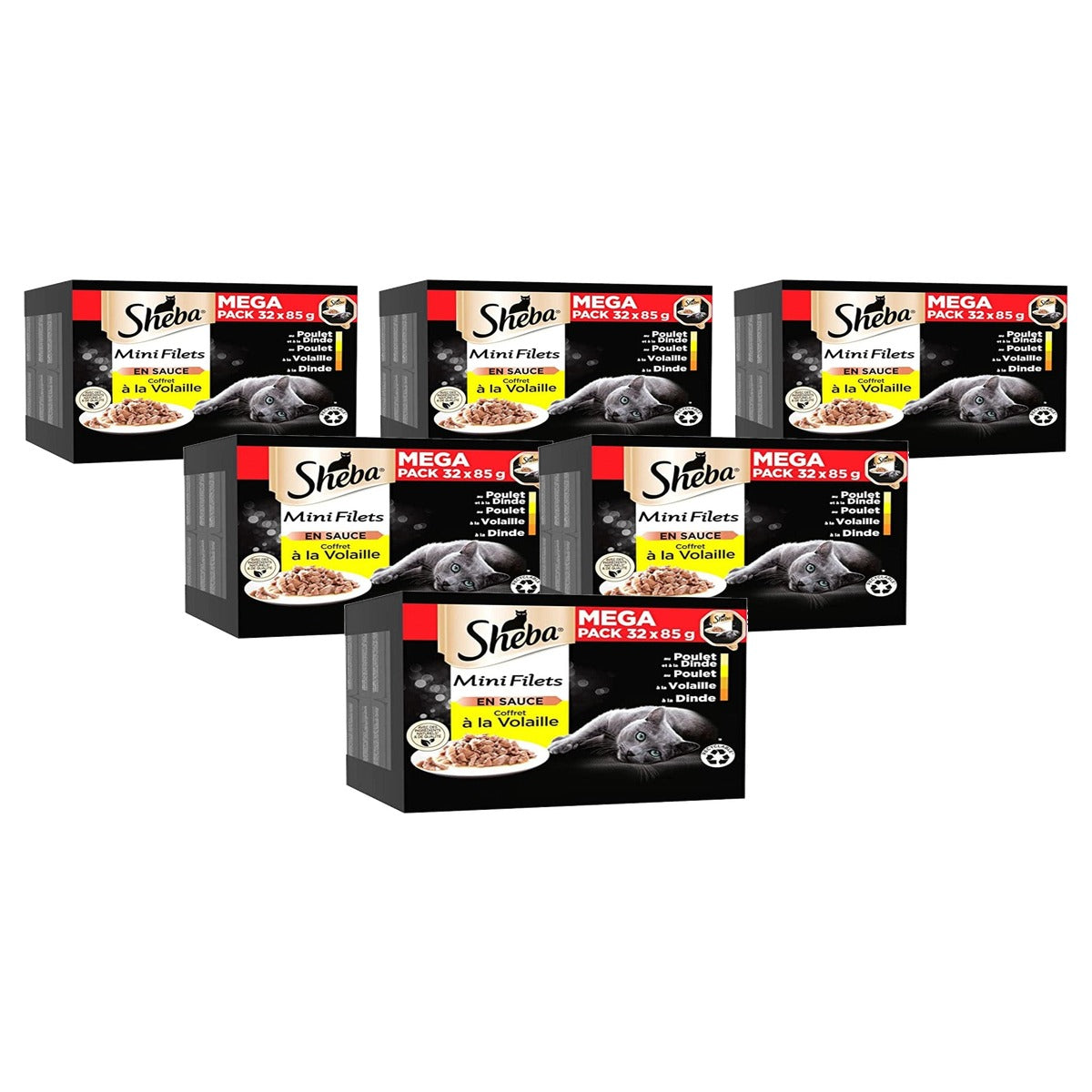 Sheba Mini-netten in Saus natvoer kattenvoer gevogelte 32 x 85 g - 6-pack