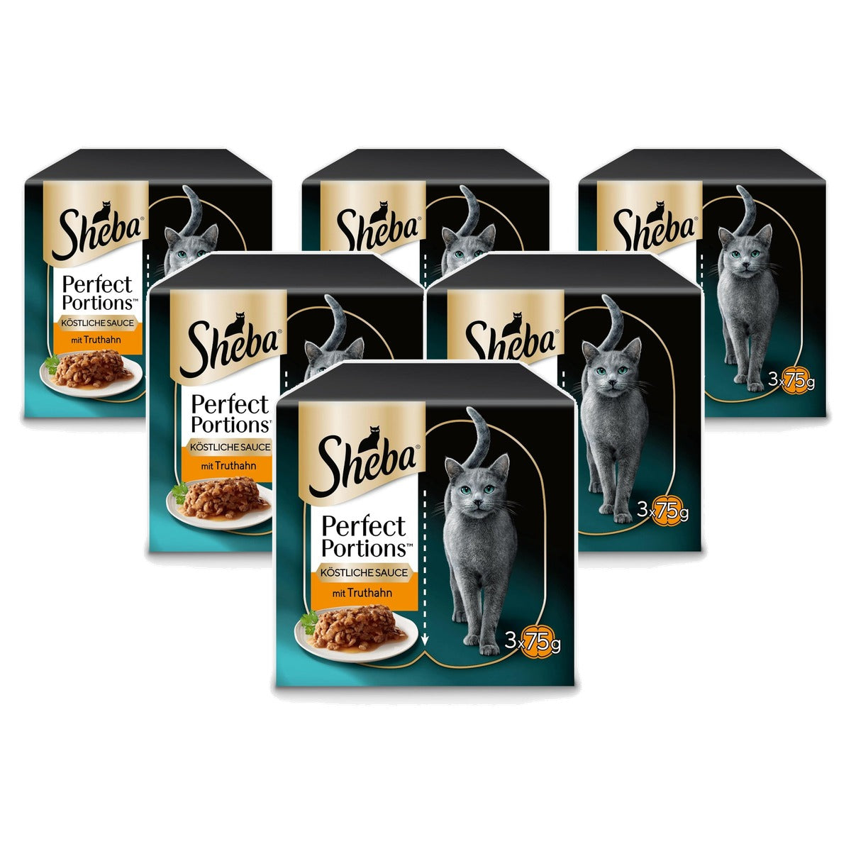 Sheba Perfect Portions natvoer kattenvoer kalkoen 8 x 3 x (2 x 375 g) - 6-pack