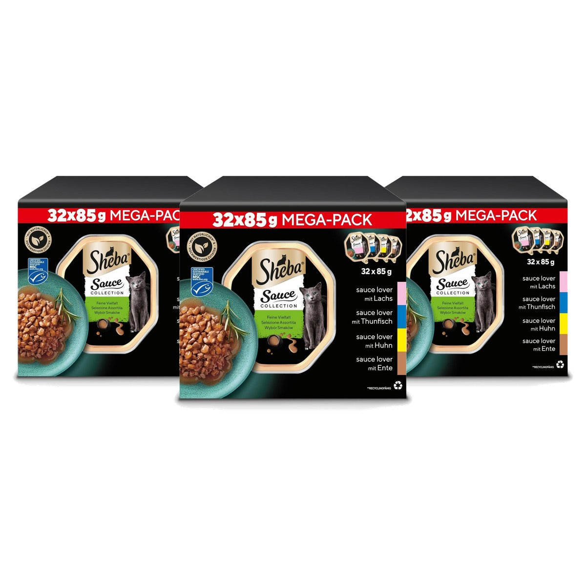 Sheba Sauce Collection natvoer kattenvoer fijne diversiteit 32 x 85 g - 3-pack