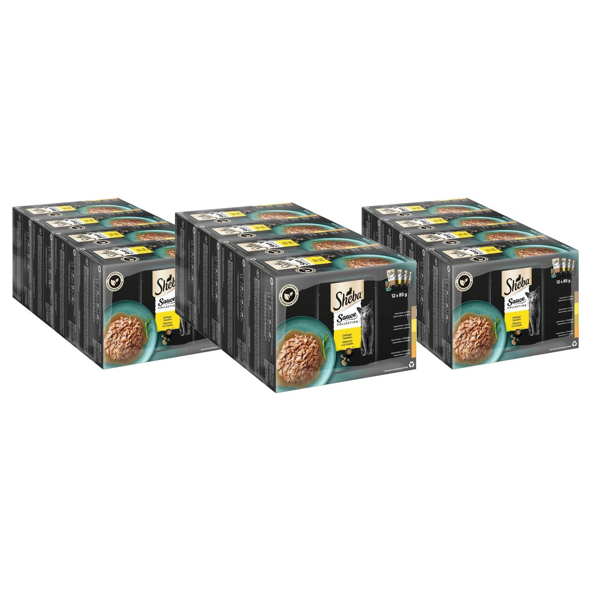 Sheba Sauce Collection natvoer kattenvoer gevogelte variatie 4 x 12 x 85 g - 3-pack