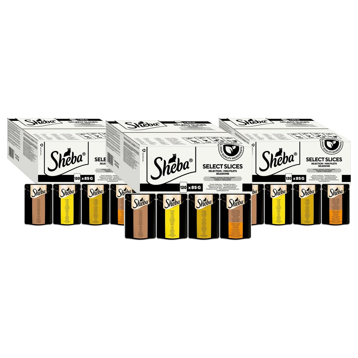 Sheba Selection natvoer kattenvoer gevogelte in saus 120 x 85 g - 3-pack
