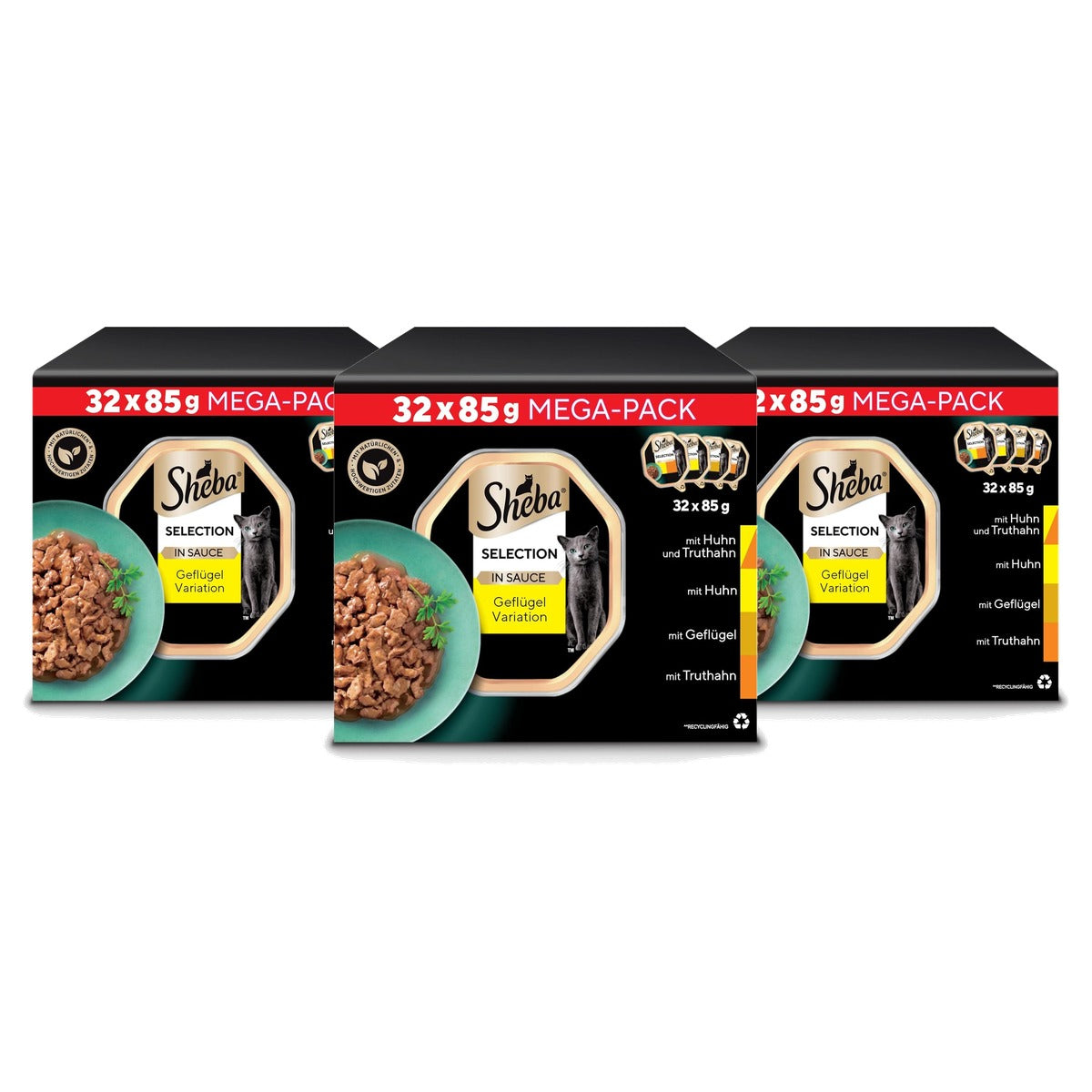 Sheba Selection natvoer kattenvoer gevogelte variatie 32 x 85 g - 3-pack