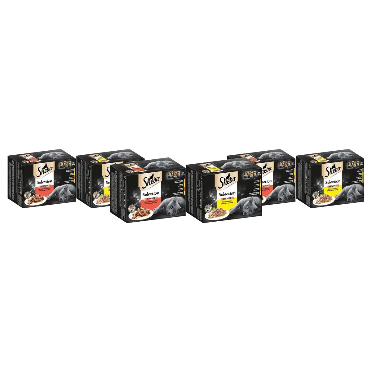 Sheba Selection in Saus kattenvoer Rund-Kip-Kalkoen-Lam 48 x 85 g - 3-pack
