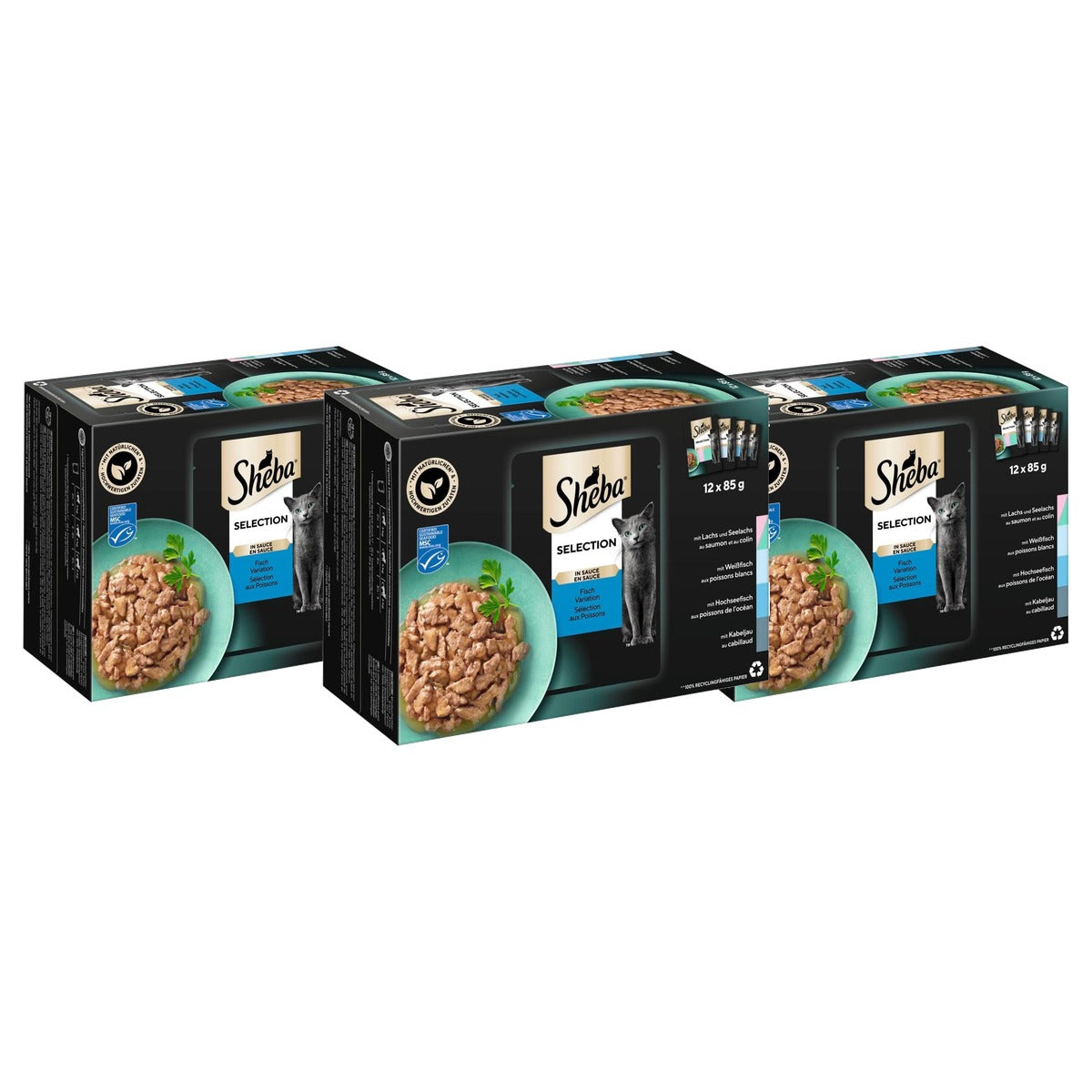 Sheba Selection natvoer kattenvoer vis variatie 12 x 85 g - 3-pack