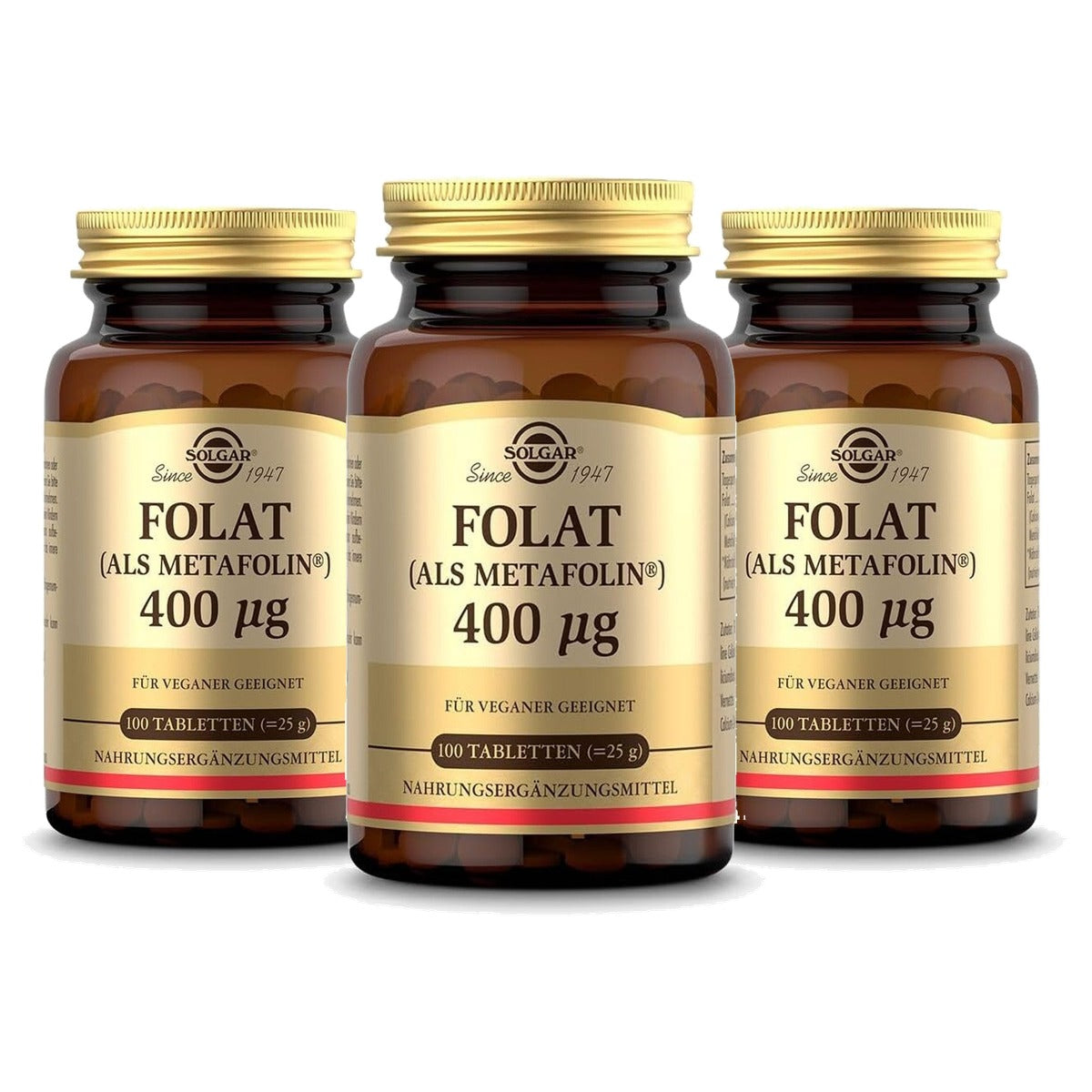 Solgar Folat als Metafolin 400 mcg 100 Tabletten - 3-pack
