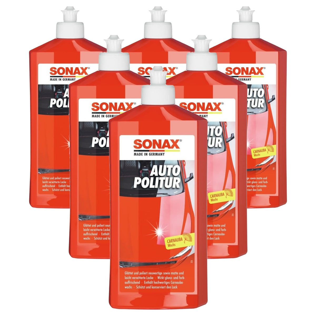 SONAX Autopolitoer voor gekleurde en metallic lak 6 x 500 ml - Voordeelverpakking