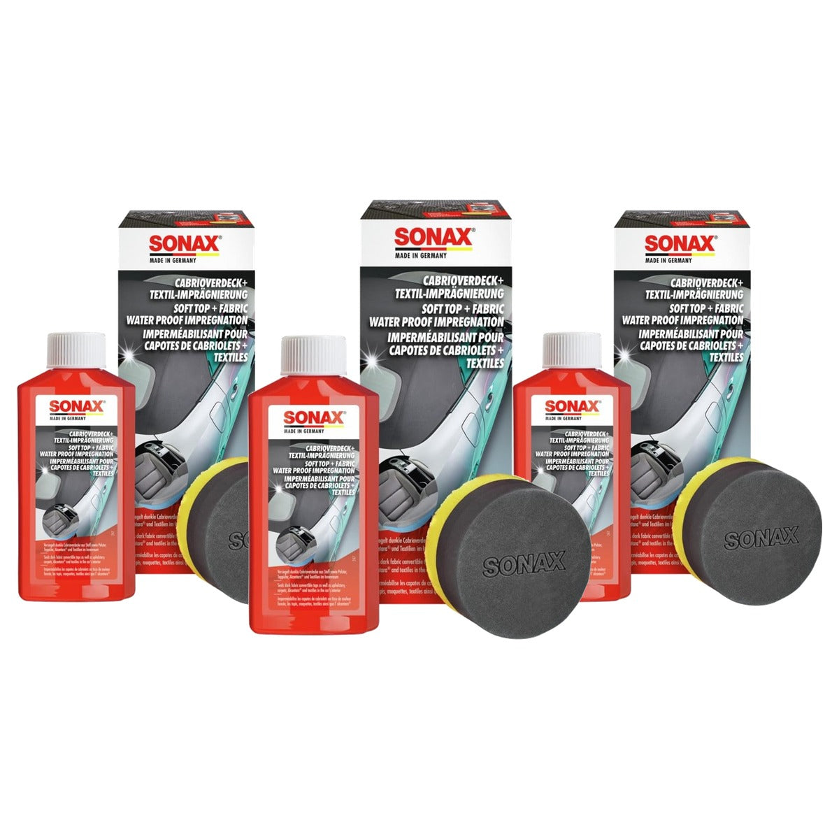 SONAX Cabriodeck+textiel-impregnering 3 x 250 ml - Voordeelverpakking