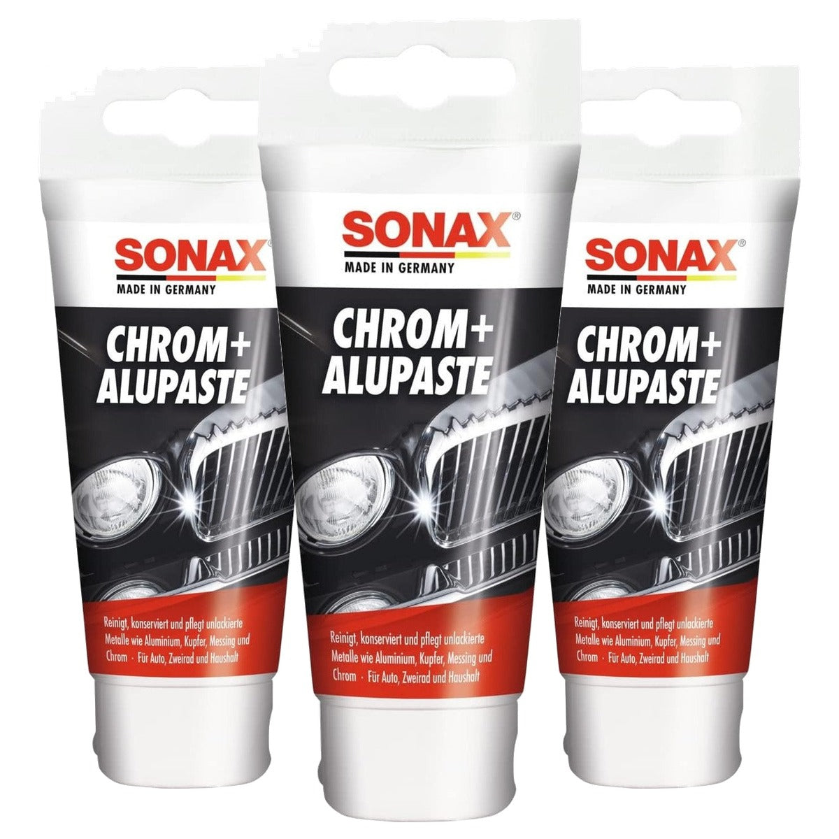 SONAX Chroom+Aluminiumpasta 3 x 75 ml - Voordeelverpakking