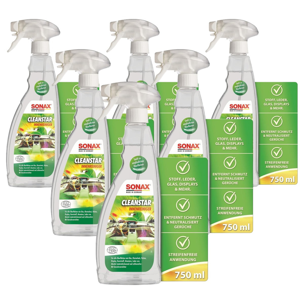 SONAX CleanStar Ecocert 6 x 750 ml - Voordeelverpakking