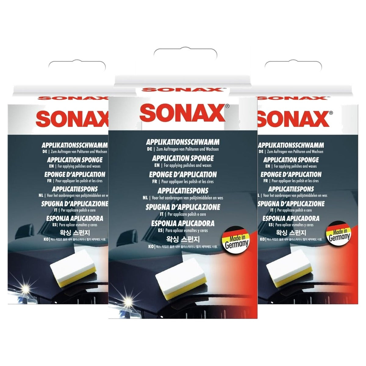 SONAX gebruiksspons 3 x 1 stuks - Voordeelverpakking
