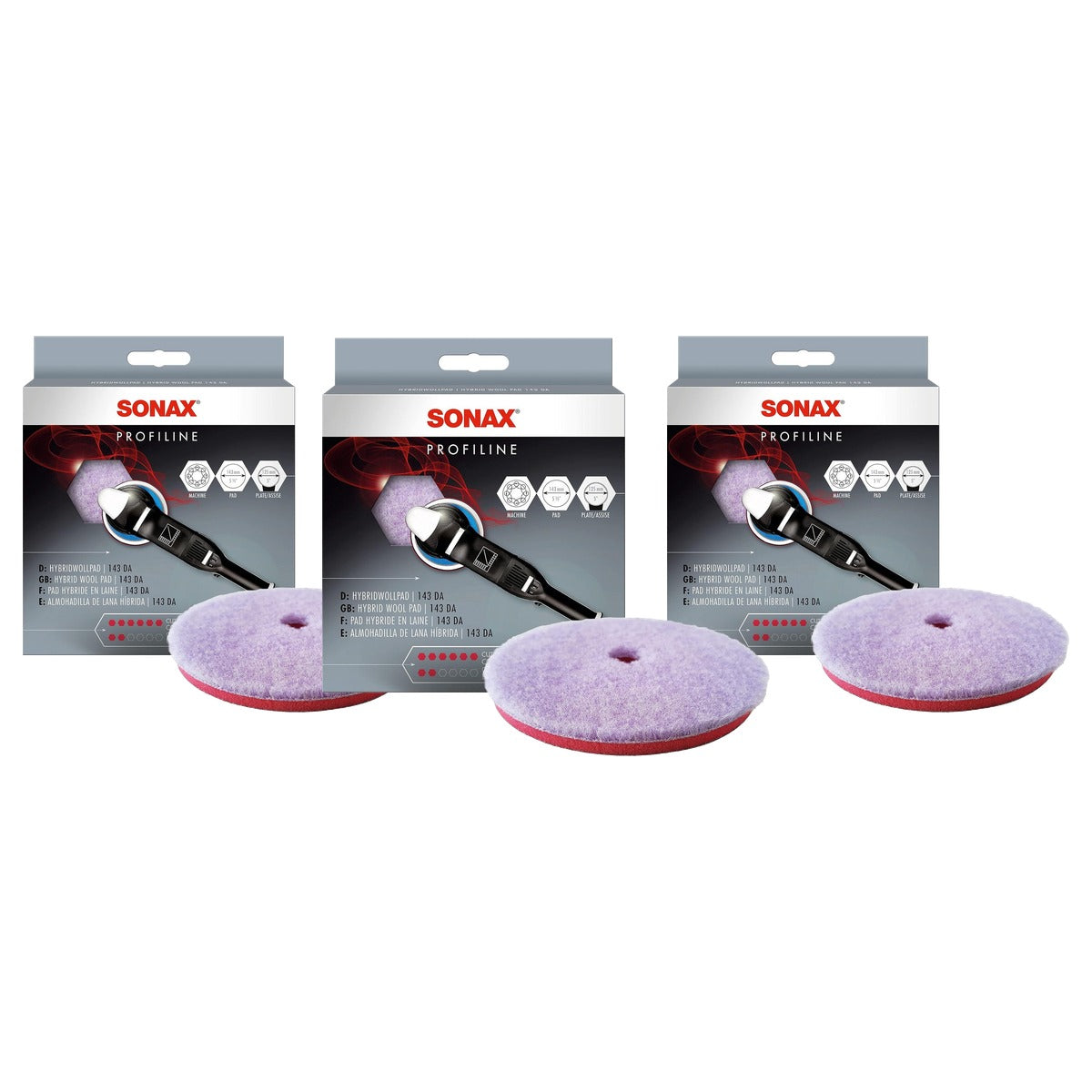 SONAX HybridWollPad 143 DA 3 x 1 stuk - Voordeelverpakking