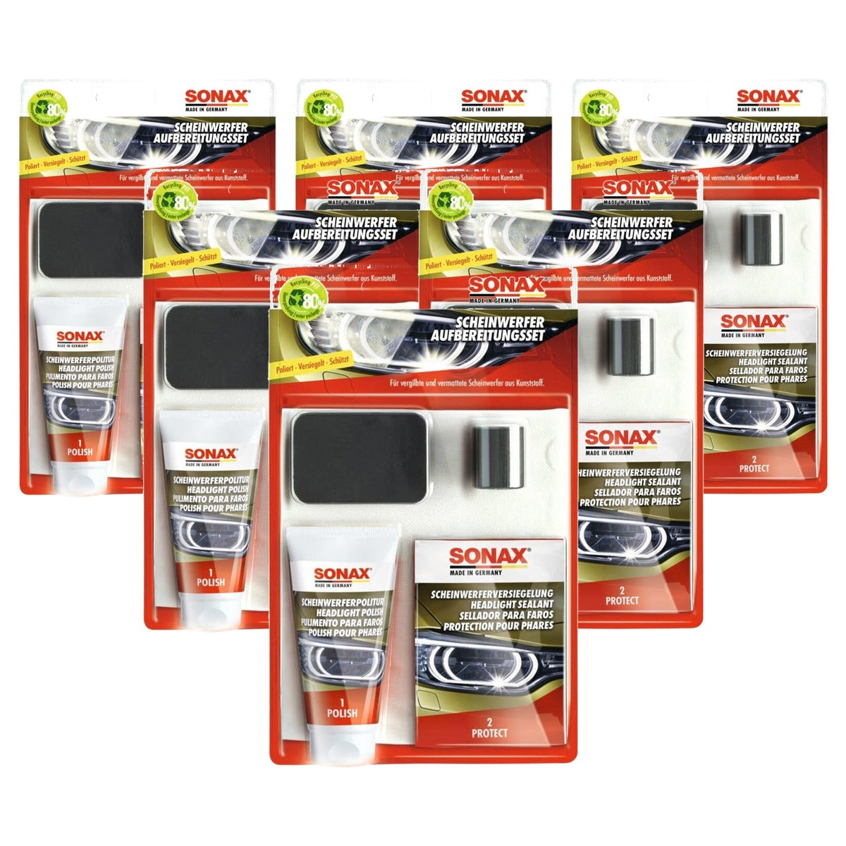 SONAX Koplamprestauratieset 6 x 75 ml - Voordeelverpakking