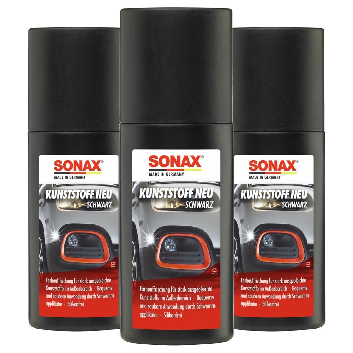 SONAX kunststof, zwart 3 x 100 ml - Voordeelverpakking