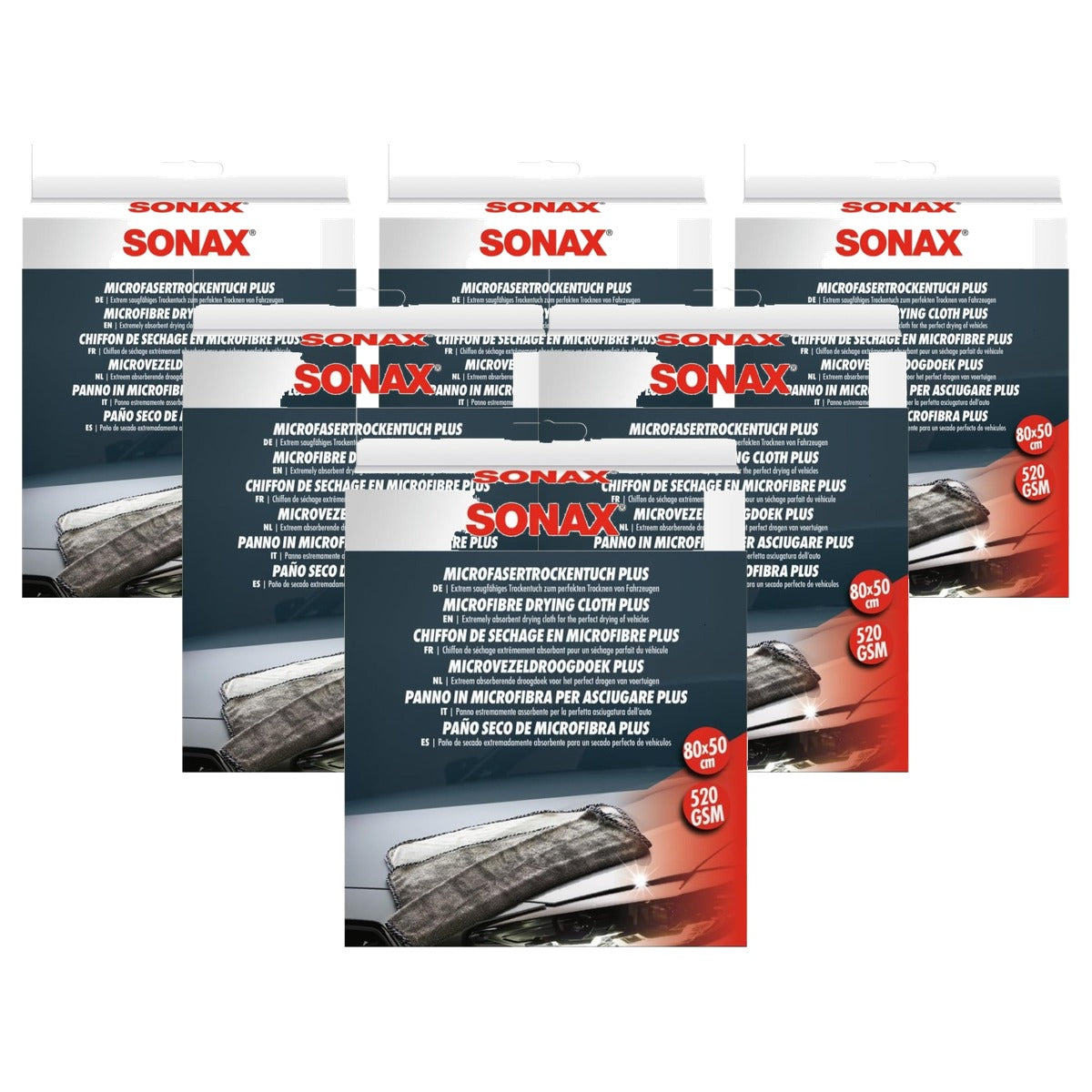 SONAX Microvezeldroogdoek Plus 6 x 1 stuk - Voordeelverpakking