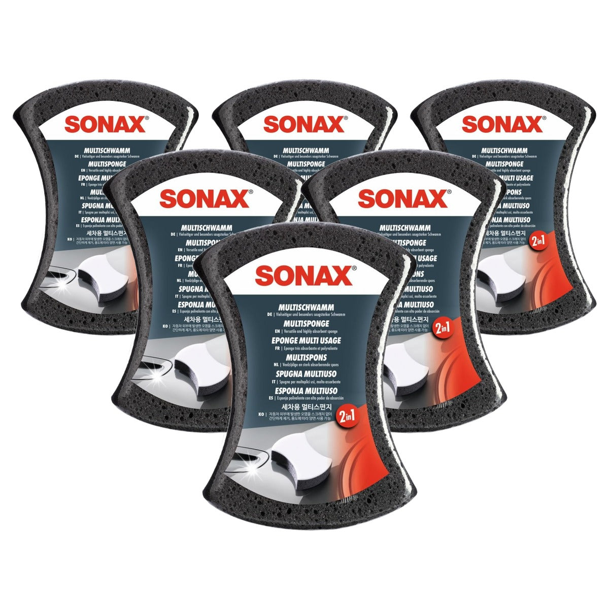 SONAX MultiSchwamm 6 x 1 stuk - Voordeelverpakking