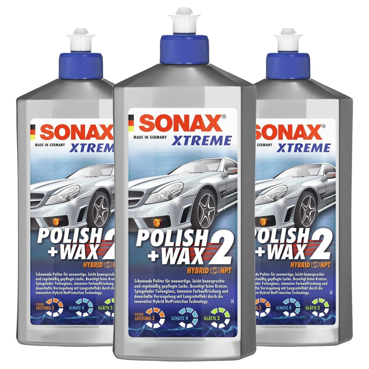 SONAX XTREME Polish+Wax 2 Hybrid NPT 3 x 500 ml - Voordeelverpakking
