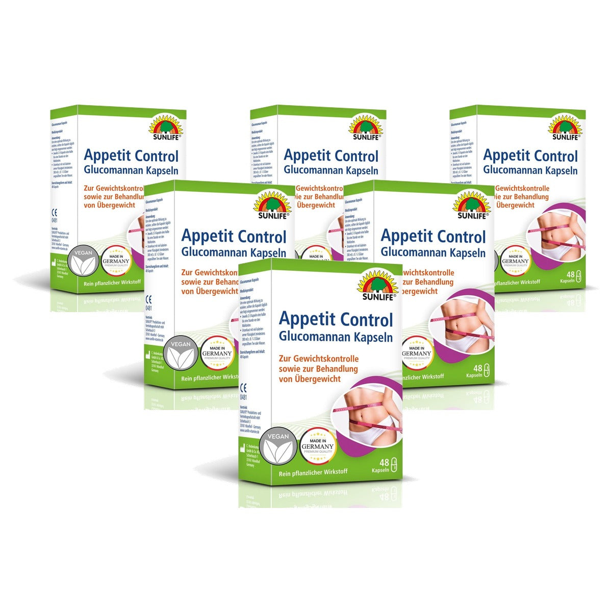 Sunlife Apetit Control Capsules Glucomannan 400 mg 1 x 48 Stuks - 6-pack