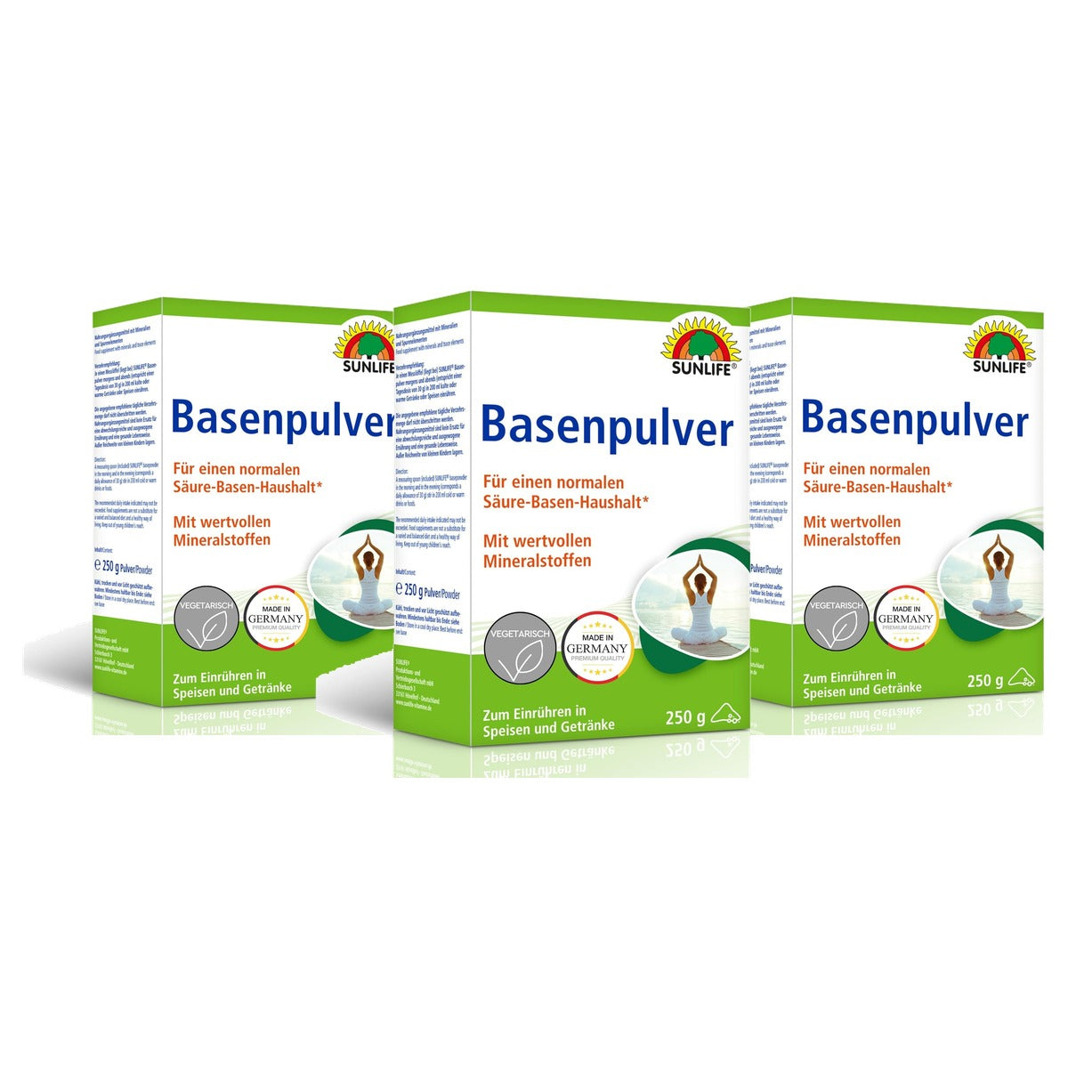 Sunlife Basenpoeder Mineraalpoeder Smaakneutraal 1 x 250 g - 3-pack