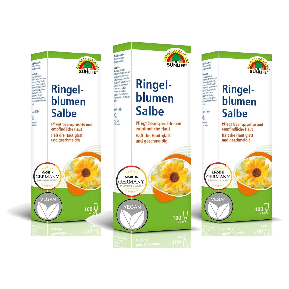 Sunlife Calendula-zalf met Jojoba-olie 100 ml - 3-pack