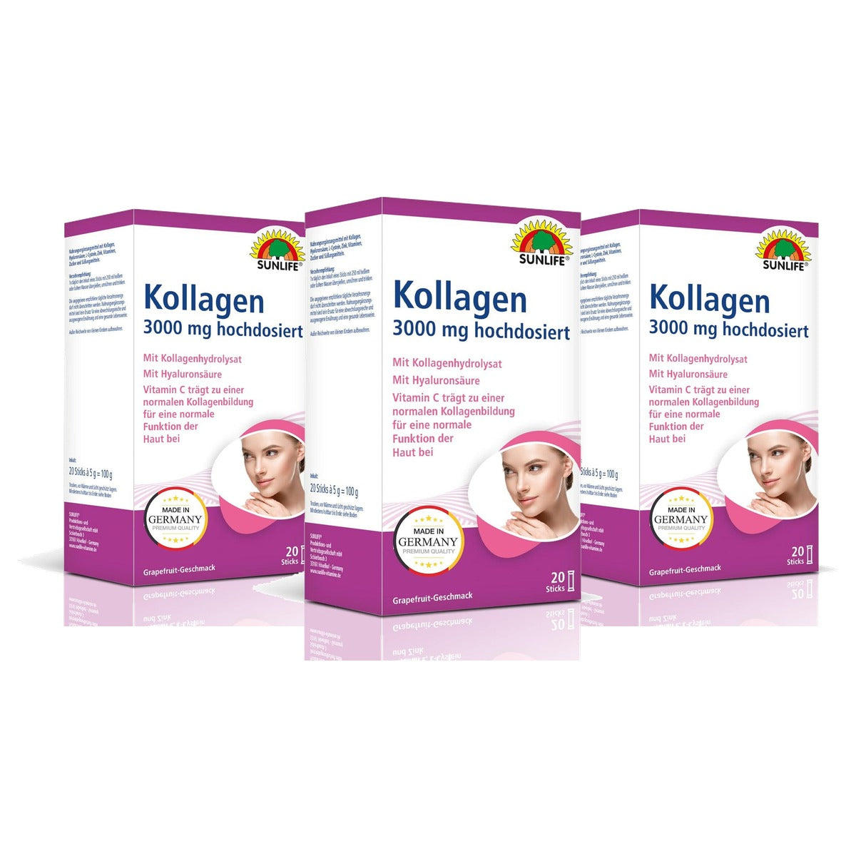 Sunlife Collageen 3000 mg Poedersticks 1 x 20 Stuks - 3-pack