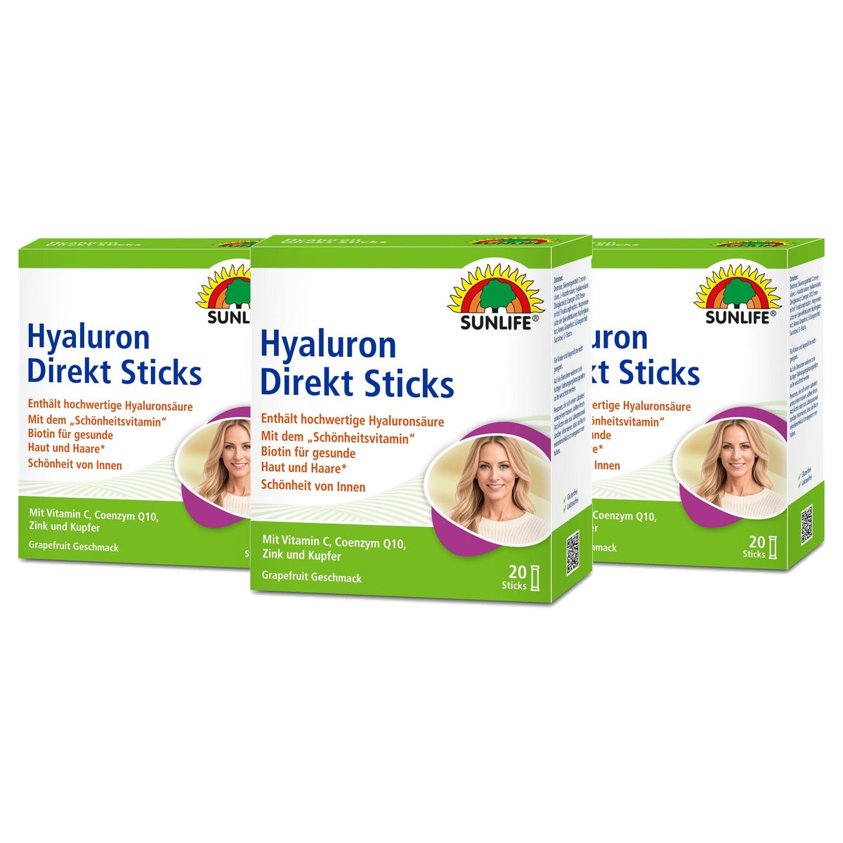 Sunlife Hyaluronsticks met Q10 en Vitamine C 1 x 20 Stuks - 3-pack