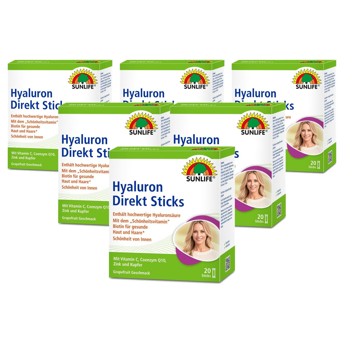 Sunlife Hyaluronsticks met Q10 en Vitamine C 1 x 20 Stuks - 6-pack