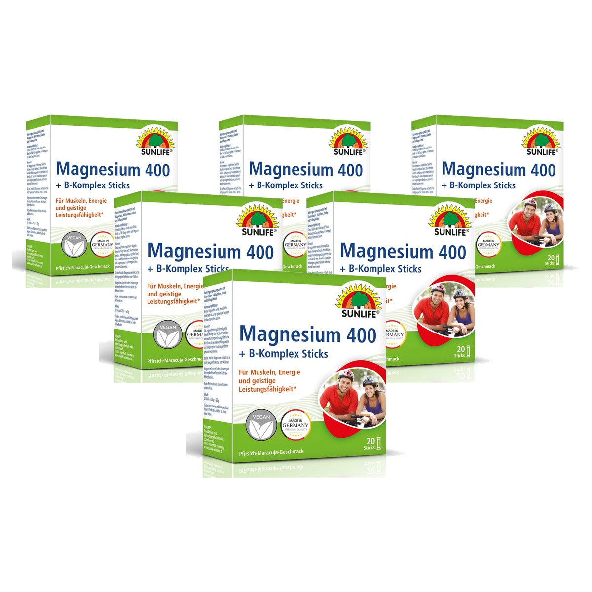 Sunlife Magnesium 400 + B-complex Sticks Perzik-Maracuja 20 st - 6-pack