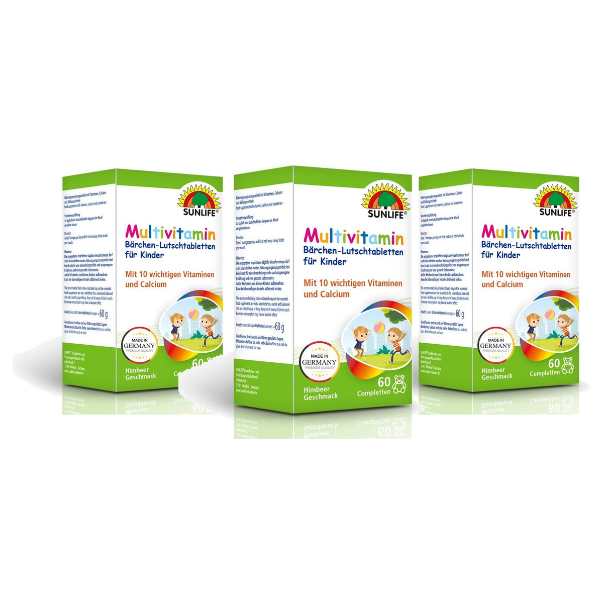 Sunlife Multivitamine Kinderbeertjes Framboossmaak 60 st - 3-pack