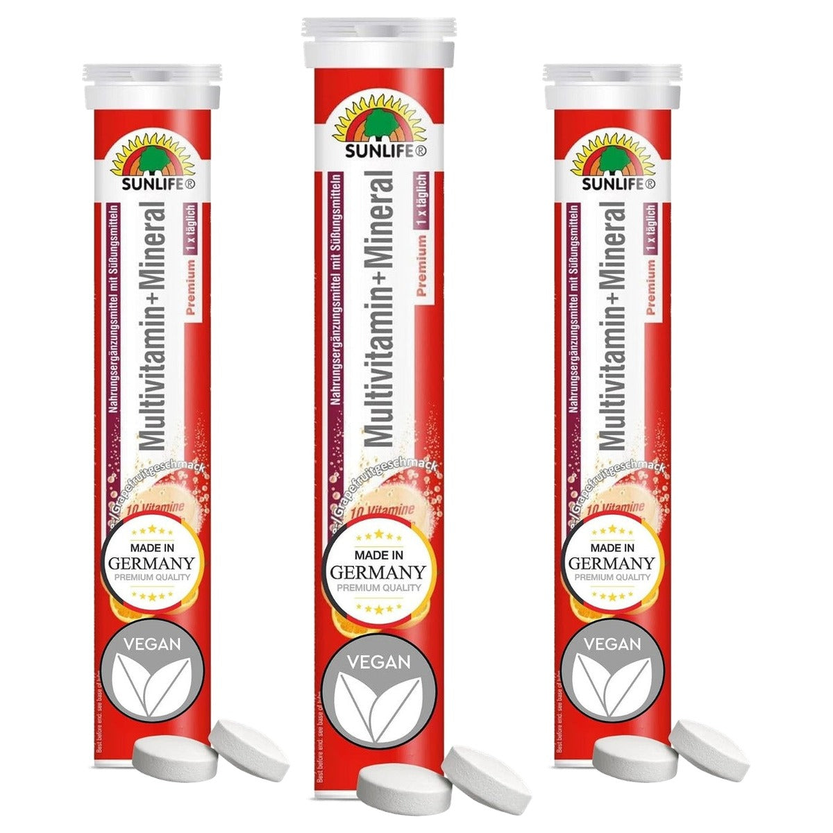 Sunlife Multivitamine Bruistabletten Sinaasappel-Grapefruit 17 st - 3-pack
