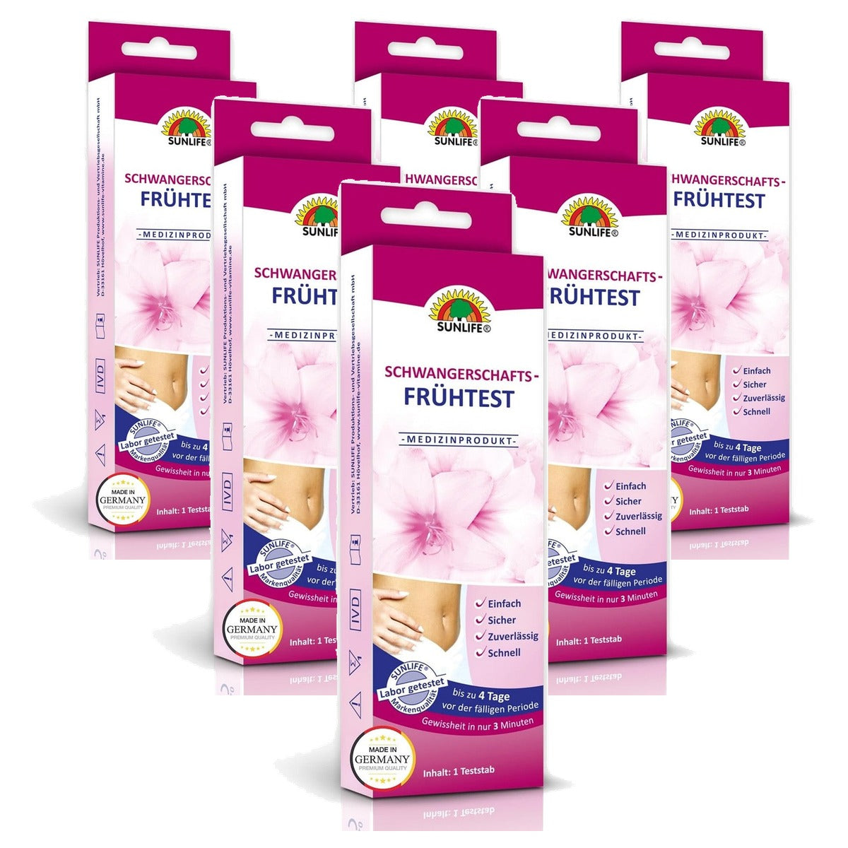 Sunlife Zwangerschapsvroegtest hCG Urinetest Ultra Vroeg 1 Stuk - 6-pack