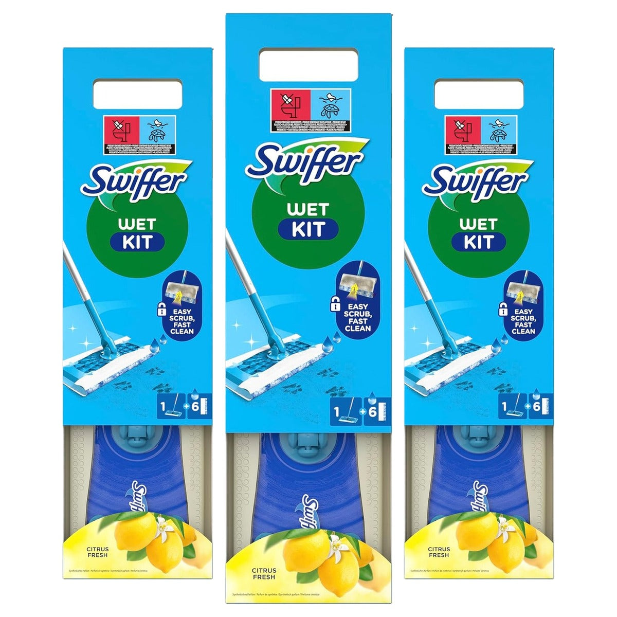 Swiffer Vloerwisser, 1 x starterset, 6 x natte navullingen - 3-pack