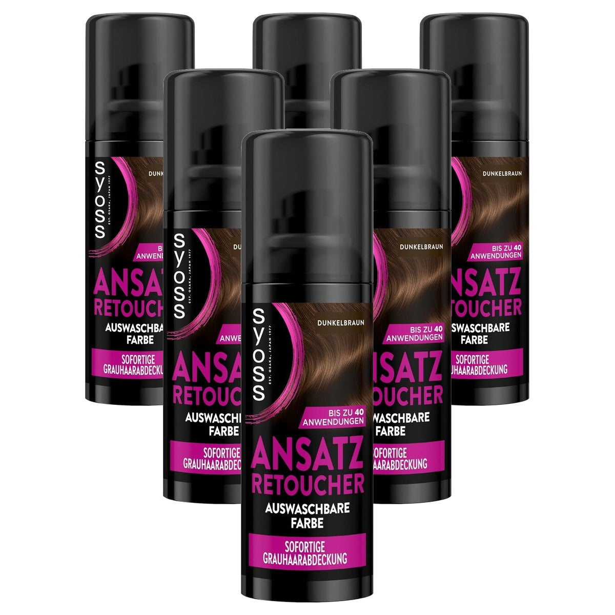 Syoss Ansatz Retoucher aanzetspray donkerbruin 6 x 120 ml - Voordeelverpakking