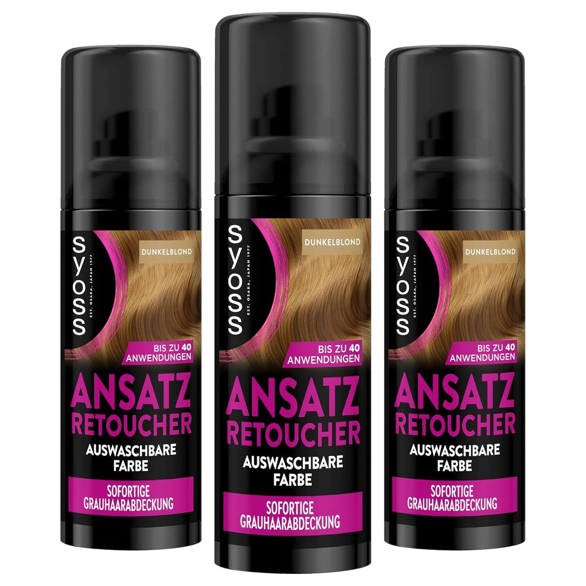 Syoss Ansatz Retoucher Kasierspray donkerblond 3 x 120 ml - Voordeelverpakking