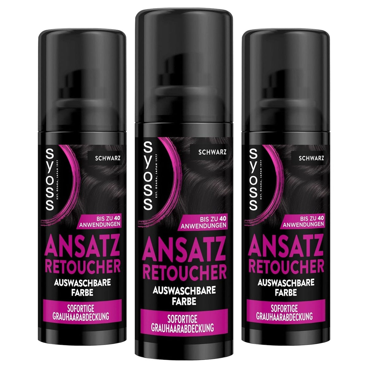 Syoss Ansatz Retoucher Kasjierspray zwart 3 x 120 ml - Voordeelverpakking