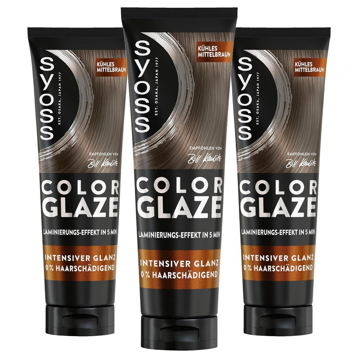 Syoss Color Glaze Glossing Koel middenbruin 3 x 130 ml - Voordeelverpakking